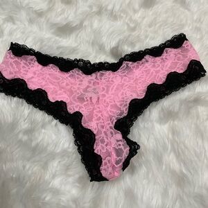 Victoria's Secret Pink Lace Cheeky Pink and Black Lace